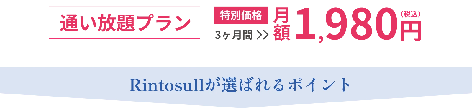 【通い放題プラン】特別価格 月額1,980円（税込） Rintosullが選ばれるポイント