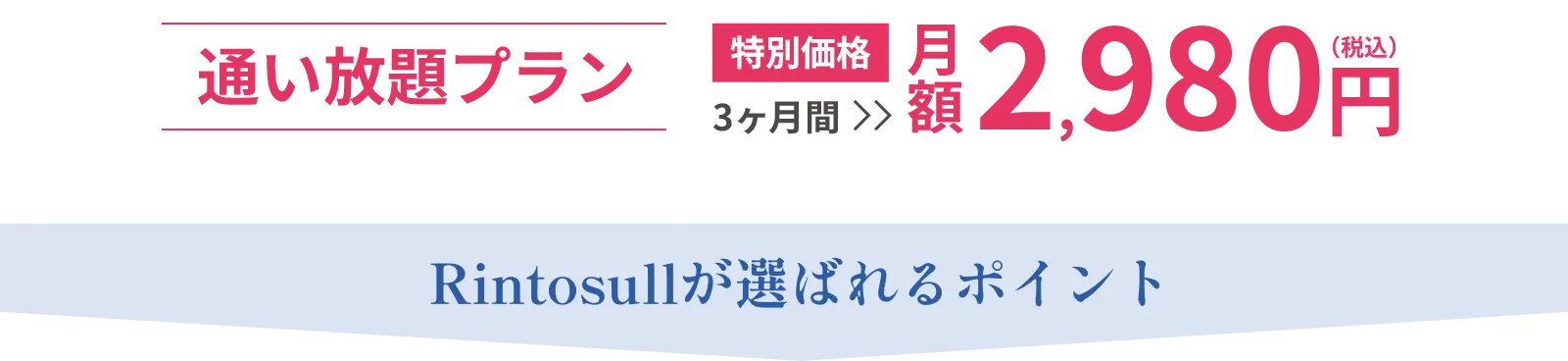 【通い放題プラン】特別価格 月額2,980円(税込) Rintosullが選ばれるポイント