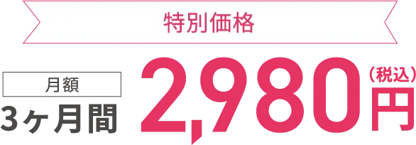 特別価格 3ヶ月間 月額2,980円（税込）
