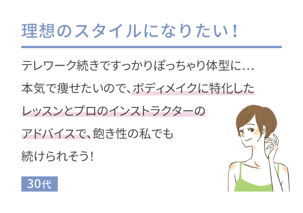 理想のスタイルになりたい 30代の会員の声