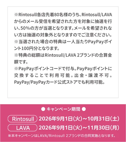 Rintosull・LAVA合同 PayPayポイントキャンペーン期間