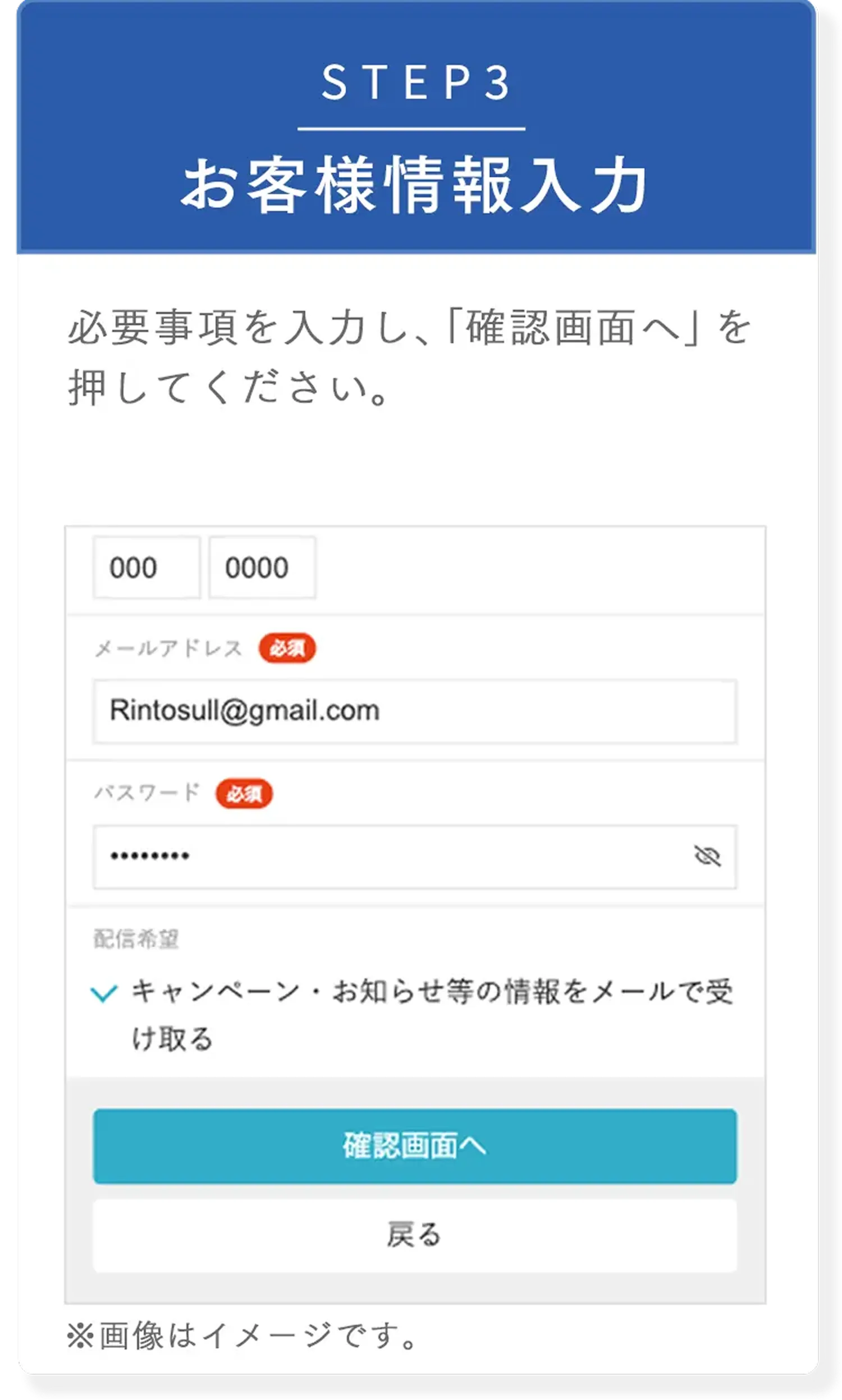 STEP3 お客様情報入力