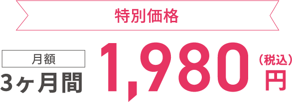 特別価格 3ヶ月間 月額 1,980円（税込）